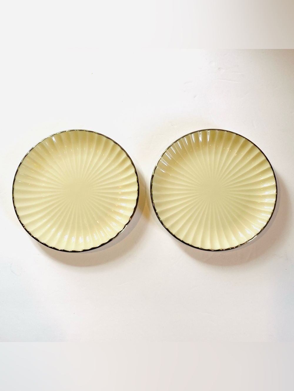 Lenox Hampton Trinket/ coster Dishes, set of 2,  ivory & silver trim